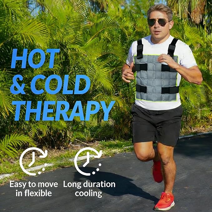 Cooling Vest for Men & Women with 72 Ice Cubes, Adjustable Ice Pack Vest, Ice Jacket & Cold Pack Vest for Long-Lasting Heat Relief, Perfect for Motorcycle Riding, Outdoor Work, Sports