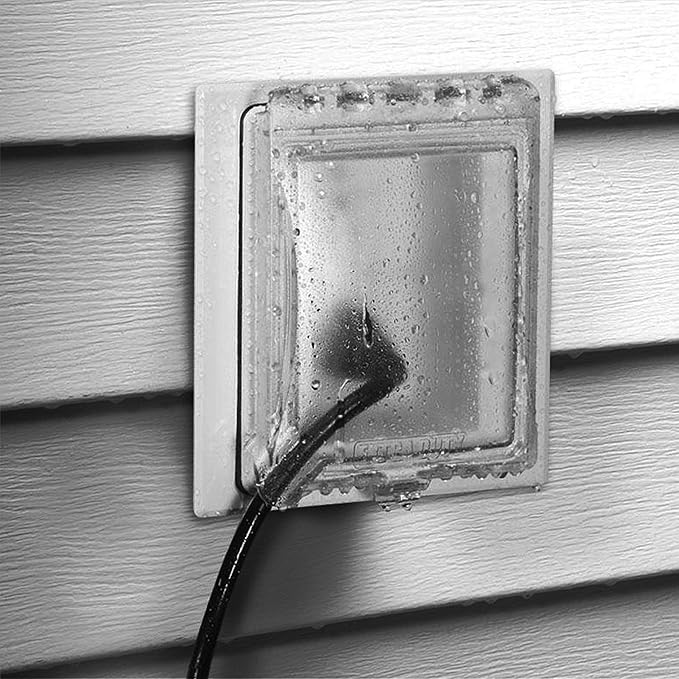 TayMac MR420CW 1-Gang Recessed Enclosure Extra Duty, 6-in-1 Nonmetallic Weatherproof in-Use Cover, Horizontal/Vertical, White
