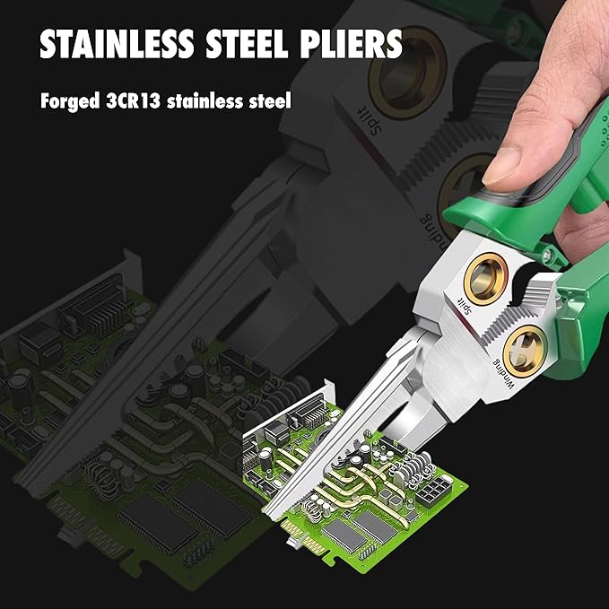 8-in-1 Wire Stripper Tool, with Non-Contact Voltage Detector & Safety Insulated Handles, Multi-Function Electrical Pliers for Stripping, Cutting, Crimping, Ideal for Electrician, HVAC, DIY