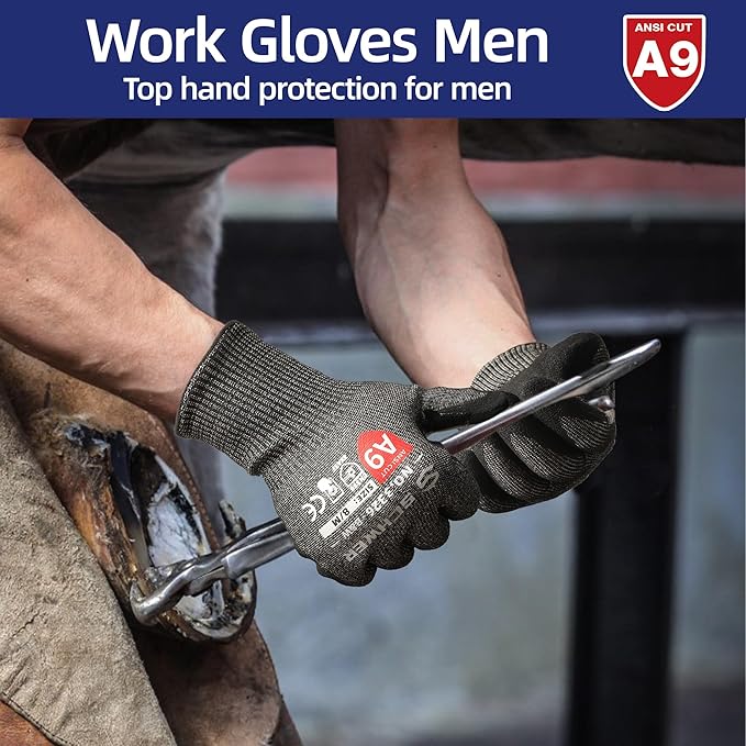 Schwer ANSI A9 High Level Cut Resistant Gloves, Black 2 Pairs（S）