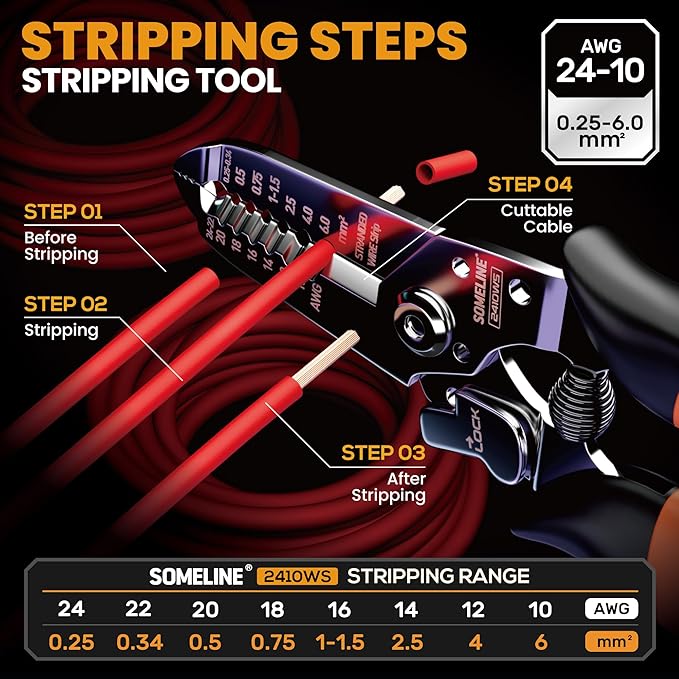 SOMELINE Crimping Tool Kit, Waterproof Automotive Electrical Connectors (1/2/3/4/5/6 Pin), 22–14 AWG Ratchet Crimper & Terminal Removal Tools for Car/Motorcycle/Boat