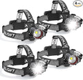 Super Bright LED Headlamp 4 Pack, High Lumen Rechargeable Head Lamp with Motion Sensor, 5 Modes, IPX5 Waterproof, 90° Adjustable, Zoomable Head Lights for Adults, Hard Hat, Outdoor, Camping