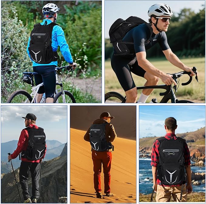 Insulated Hydration Backpack with 3L Water Bladder - 18L Leak-Proof Hiking Daypack, Lightweight Water Backpack for Men & Women, Gear for Running, Cycling, Rave Festivals & Outdoor Sports