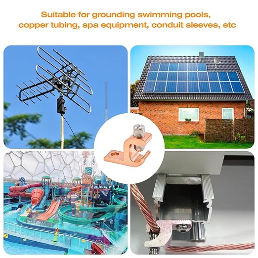 Copper-Aluminium Alloy Clad Technology Lay in Connector, Swimming Pool Bonding Grounding Lay-in Lug (2PCS, CU-ALU Alloy Lay-in-Lug1/0-14awg)