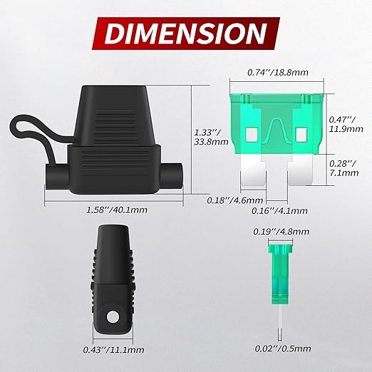 DaierTek 12 AWG Inline Fuse Holder 12V, ATO/ATC in Line Fuse Holder 12 Volt Waterproof with 30 Amp & 40 Amp Medium Blade Fuse for Marine Car Automotive- 10pcs