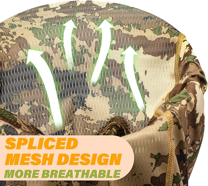 6 Pcs Adjustable Cooling Neck Gaiter Breathable Camo Balaclava for Men Face Mask Strap Mesh UV Sun Scarf for Summer Hunting Sports Cycling