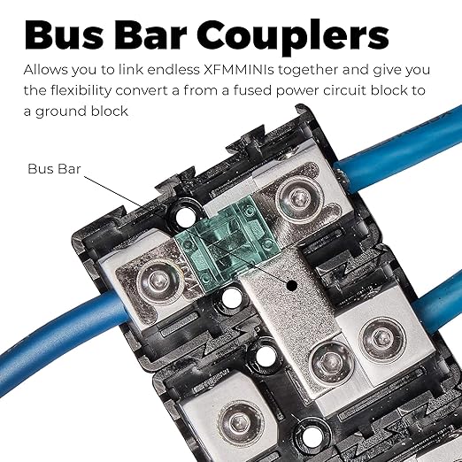 NVX XFMMINI 4/8 Gauge Mini-ANL/MANL/AFS Modular Inline Fuse Holder – Linkable Fuse Block with Solid Brass & Satin Chrome Finish – Car & Marine Audio Circuit Protection