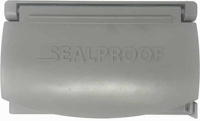 Sealproof 1-Gang Horizontal Weatherproof Outdoor Metal Flat Outlet Cover, Single Gang Electrical Power Receptacle Protector, UL Listed, 4-in1