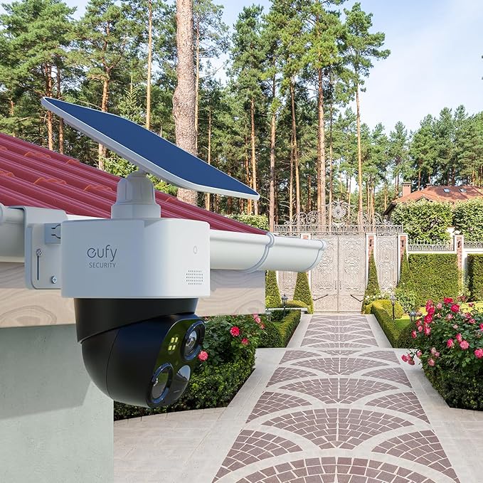 Tonton Gutter Mount Bracket Compatible with Eufy Security SoloCam S340, SoloCam E30, and Eufy 4G LTE Cam S330, Adjustable Weatherproof Camera Mount for Solar Security Camera (1-Pack, White)