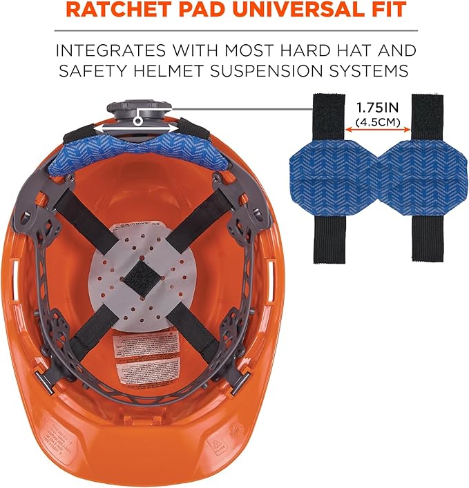 Ergodyne Chill-Its 6612 Moisture Wicking Hard Hat Top Pad, Padded Cooling Microfiber, Fits Most Suspension Systems (3-Pack)