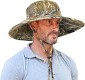 Men Safari Sun Hat Wide Brim Boonie Fishing Cap with Adjustable Drawstring