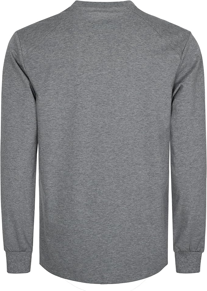 BOCOMAL Men's FR Shirts Long Sleeve Crewneck EX Soft Heather Series 6oz Midweight Flame Resistant Work T Shirt CAT2