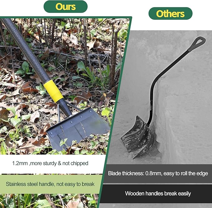 Garden Cleaning Shovel, 63" Adjustable Floor Ice Scraper Long Handle Heavy Duty Tool, Multifunctional Flat Snow Shovel Gardening Tools for Digging, Weeding,Scraping