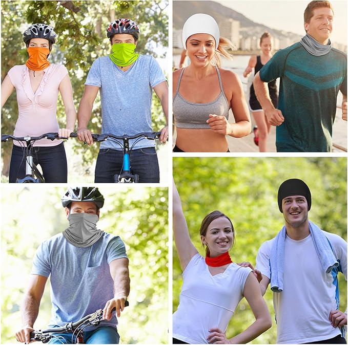 Geyoga 6 Pieces Summer UV Protection Cooling Neck Gaiter Face Clothing Neck Gaiter Mask Scarf Sunscreen Breathable Bandana