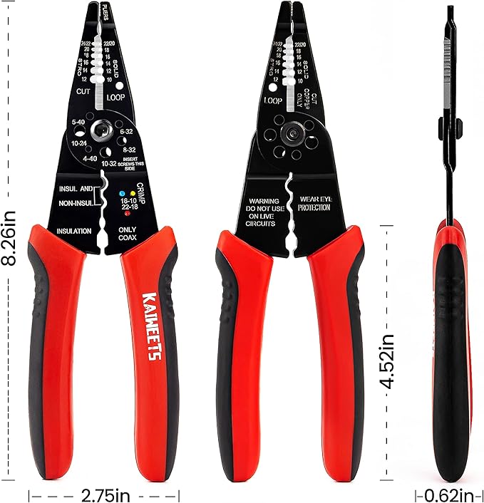 KAIWEETS Wire Stripper 10-22 AWG Wire Splicer Cable Stripper Multipurpose Wire Stripping Tool Electrical Wire Pliers with Screw Cutter
