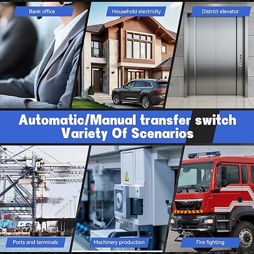 6-63Amp AC 110V Automatic Transfer Switch with LED Display, 2P Dual Power Outdoor Manual Electrical Changeover Switch, L1 Priority Mini ATS Din Rail Mount, 50/60Hz CE Certified