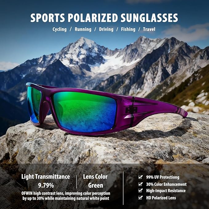 Polarized Sports Sunglasses for Men Women Unbreakable Frame Cycling Fishing Wrap Around Sunglasses UV400 Protection