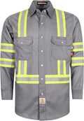 BOCOMAL FR Shirts for Men Hi Vis High Visibility 6.5oz Lightweight Type O Flame Resistant Refective Safety Shirt
