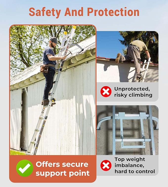 Extension Ladder Stabilizer for Roof Gutter, 450 Lbs Weight Rating, Standoff Roof Ladder Accessories, Lightweight and Easy to Use