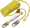 Rope Harness Safety Lanyard 50FT, Vertical Lifeline Assembly with Grab Snap Hooks Shock Absorber, Fall Protection Tree Climbing Lifeline Kit, Heavy Duty Roof Safety Equipment ANSI CE