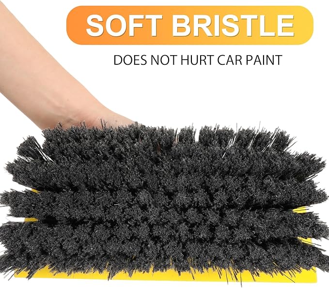 2 Pcs 10 Inch Solar Panel Soft Brush Cleaner Head, Bristles Scrub Brush with Rubber Protective Pads Prevent Scratches, for Solar Panels, Cars, RV, Trucks, Boats, Facades of Houses(Gray Black)