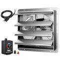 Simple Deluxe 18 Inch Wall Mounted Shutter Exhaust Fan with Speed Controller and Power Cord Kit, Aluminum, 1400 RPM, 2000 CFM, for Greenhouse, Attic, Garage, Louvered Vent, Plant, Silver