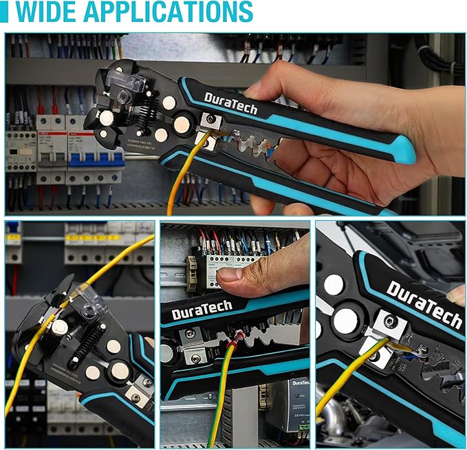 DURATECH Self-Adjusting Wire Stripper, 3-in-1 Automatic Wire Stripper Tool for 22-7 AWG Stripping and 22-10 AWG Crimping, Stripping/Crimping/Cutting Tool for Electrical Work