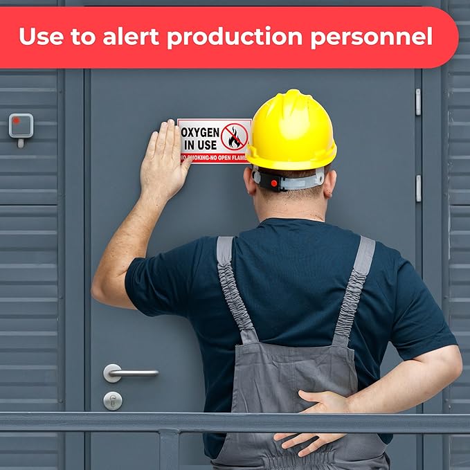 2Pcs Oxygen in Use Sign Self Adhesive Vinyl - No Smoking Area Oxygen 4 Mil Vinyl Decal Indoor Outdoor Office - 3" X 5" No Open Flame Sticker No Smoking Sign Sticker