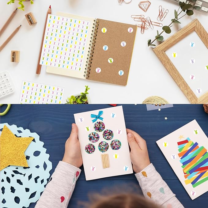 2400 Pcs Mini Easter Bunny Sticker for Kids,5 Colors Animal Adhesive Sticker for Planner Reward Envelope Scrapbook DIY Supplies,0.5 in
