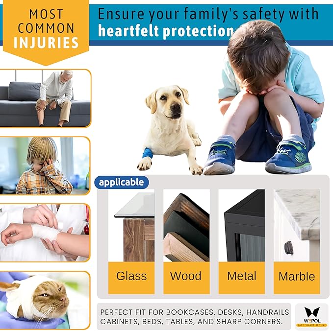 Soft Foam Corner Protectors for Baby, Bed Frame Corner Guards, Sharp Edge Desk Furniture Safety Cover Bumpers for Kids, 3M Adhesive Pre-Taped Rubber Padding Cushion (White, 12 Pack)