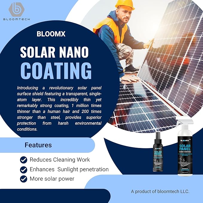 Solar Panel Coating | Anti Dust | Self-Cleaning | Anti-Soiling | Anti-Snow | Hydrophobic | Graphene Infused | Protection up to 5YRS | 10H Hardness | Eco-Friendly | Ceramic Coating