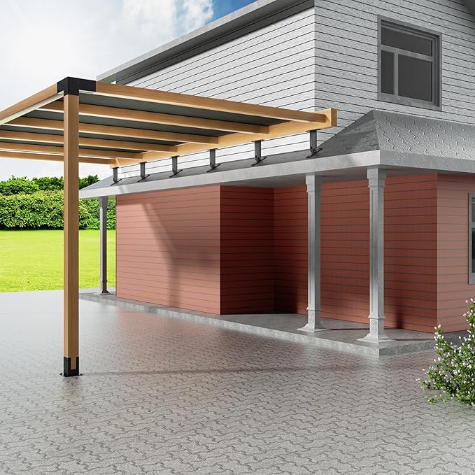 Heavy Duty Roof Riser Brackets Kit, TROPTOLKY Adjustable Angle Pergola Brackets, Black Metal Roof Riser Beam Bracket for Roof Pergola Gazebo Patio Cover (3 Pack)