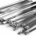 Metal Zip Ties 11.8inch 100pcs 304 Stainless Steel Cable Ties, Uv Resistant Heavy Duty Stainless Steel Zip Ties for Machinery, Exhaust Wrap, Farm, Pipe, Roof, Cable, and Outdoor Fence