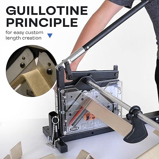 IDL Packaging AC-110 Portable Cutter for Cardboard Edge Protectors up to 4" x 4" x 0.4" Size - Heavy-Duty Tool for V-Board Cardboard Corners of Various Length - Stationary or Fully Portable Use