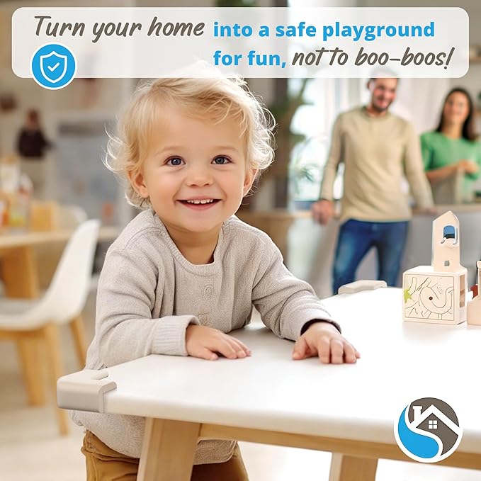 8-Pack Corner Protectors Baby Proof, Furniture Corner and Edge Safety Bumpers, Soft Rubber Foam Cushion Covers, 3M Taped Corner Guards, Baby Child Proofing Pads, Table Corner Protectors, White