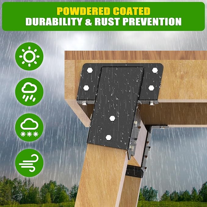 Dolibest Heavy Duty Deer Stand Brackets, 4x4 Compound Angle Bracket, Powder Coated Elevated Bracket for Outdoor Platforms, Deer Hunting, Shooting Shack, Observation Decks& Tree Houses (4Pack)