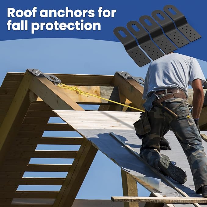 Roof Safety Anchor,Permanent Roof Anchor For Fall Protection Connects To Wood Surfaces,Metal Roofing Anchor Use With Roofing Harness, Safety Ropes And Other Roof Safety Kit (Black - 5 Pack)