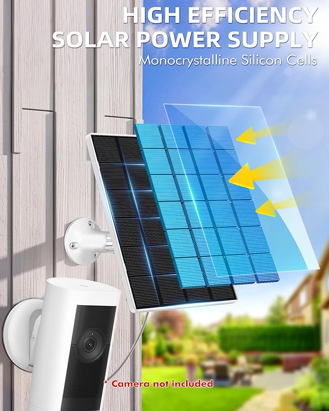 KEPEAK Solar Panel for Ring Camera Outdoor, Small Solar Panel Charger 5V with Type C or Mirco USB, Only for Cam Stick Up Cam Pro Battery, Spotlight Cam Plus, Spotlight Cam Pro