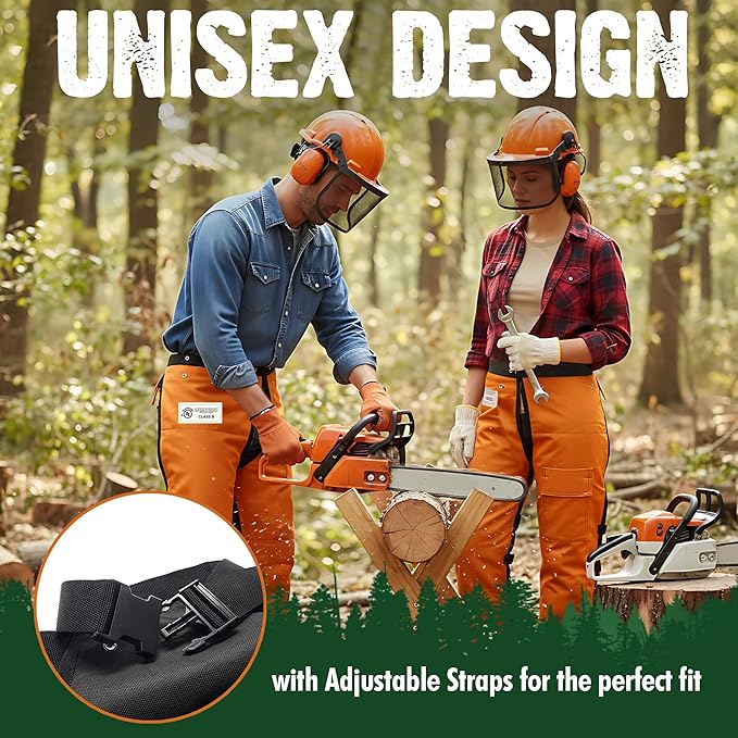 FORESTER Chainsaw Chaps for Men & Women | Apron-Style Chaps with Pocket & Adjustable Waist | Chainsaw Safety Equipment