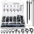 Goaste 200 Pieces Car Wire Loom Routing Clips, Automotive Harness Routing Clips Assortment, 15 Different Sizes Push Mount Cable Tie Kit, Universal Wiring Harness Clip Replacement Parts for Trucks Cars
