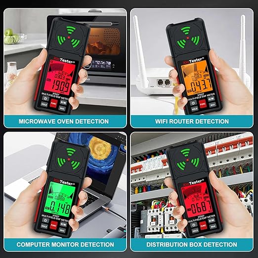 Xin Tester EMF Detector Meter 3-in-1 Digital Electromagnetic Radiation Magnetic Field Reader Tester, Home Outdoor Microwave Radioactive Ghost Hunting Cell Phone Towers WiFi Signal Detecting