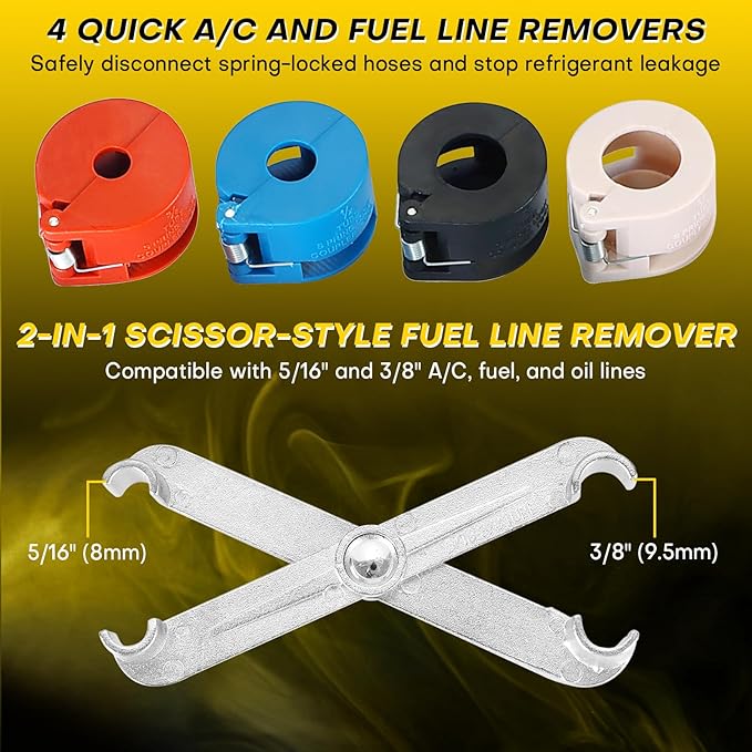 26PCS Fuel Line Disconnect Tool Set | Ac Line Disconnect Tool, Fuel Line Removal Tool, Professional Fuel, A/C, and Transmission Line Removal Set with Quick Disconnect Pliers