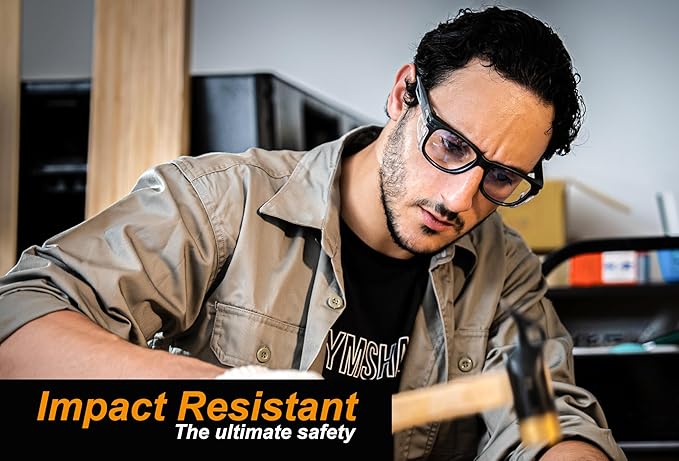 KOZIFACE E52 Anti-Fog Safety Glasses, ANSI Z87.1 Eye Protection with Side Shields, Clear Lens, Lightweight for Work, Lab DIY