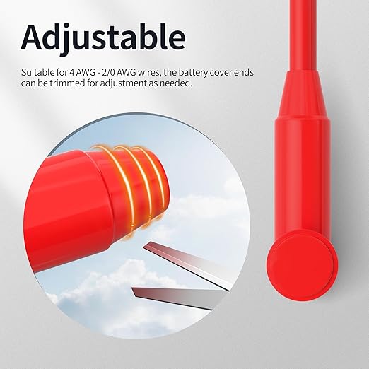 10Pack Battery Terminal Cover for 1/4",5/16",3/8" Battery Post, Silicone Stud Terminal Cover Protector Boot fit 4 to 2/0 AWG Gauge Cable for Car Truck RV Solar