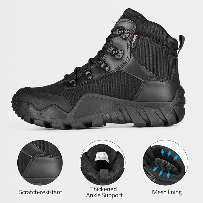 FREE SOLDIER Men's Waterproof Hiking Boots Tactical Work Boots Outdoor Lightweight Military Boots
