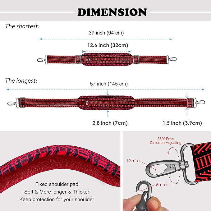 ZINZ Bag Shoulder Strap, Padded Adjustable Shoulder Strap Replacement
