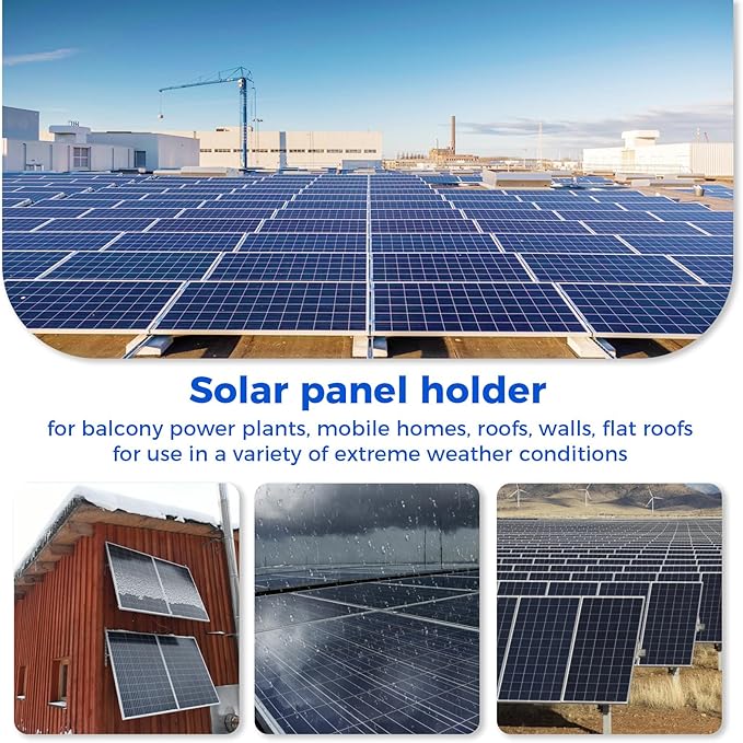 2 Set Adjustable Solar Panel Tilt Mount Brackets Aluminum Alloy Mounting Bracket Stand Systems Support 50W 70W 100W 150W 200W 300W 400W Panels for Roof/Boat/Flat Surface