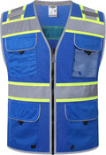 JKSafety Hi-Vis Unisex Surveyor Safety Vest Heavy Duty PPE Inner Pockets ANSI/ISEA Compliant