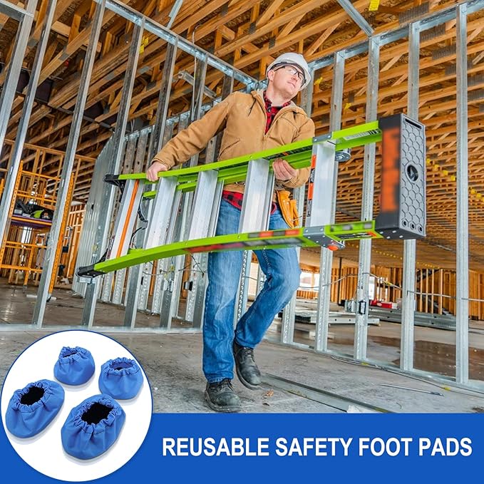 Step Ladder Safety Shoe Floor Protectors, Step Ladder Boots Fit Most Commercial Step Ladders, Reusable Ladder Feet Covers with Strong Grip, Ladder Mitts for Anti-Slip & Floor Protection, Set of 4