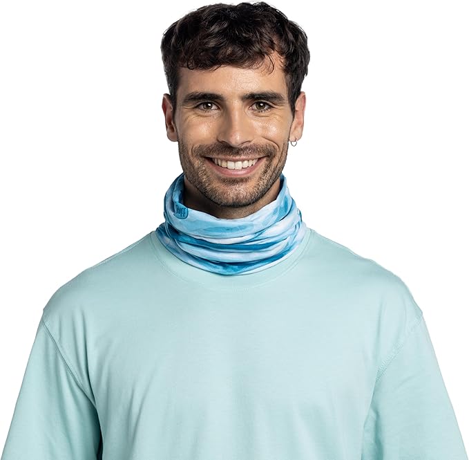 BUFF CoolNet UV Neck Gaiter, UPF 50 Sun Protection, Breathable, Versatile, Quick Dry Face Mask, Black & Blue, Adult Size